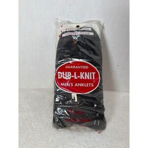 Vintage NOS Dub-L-Knit Men's Anklets Black Guaranteed 4 pair Size 11